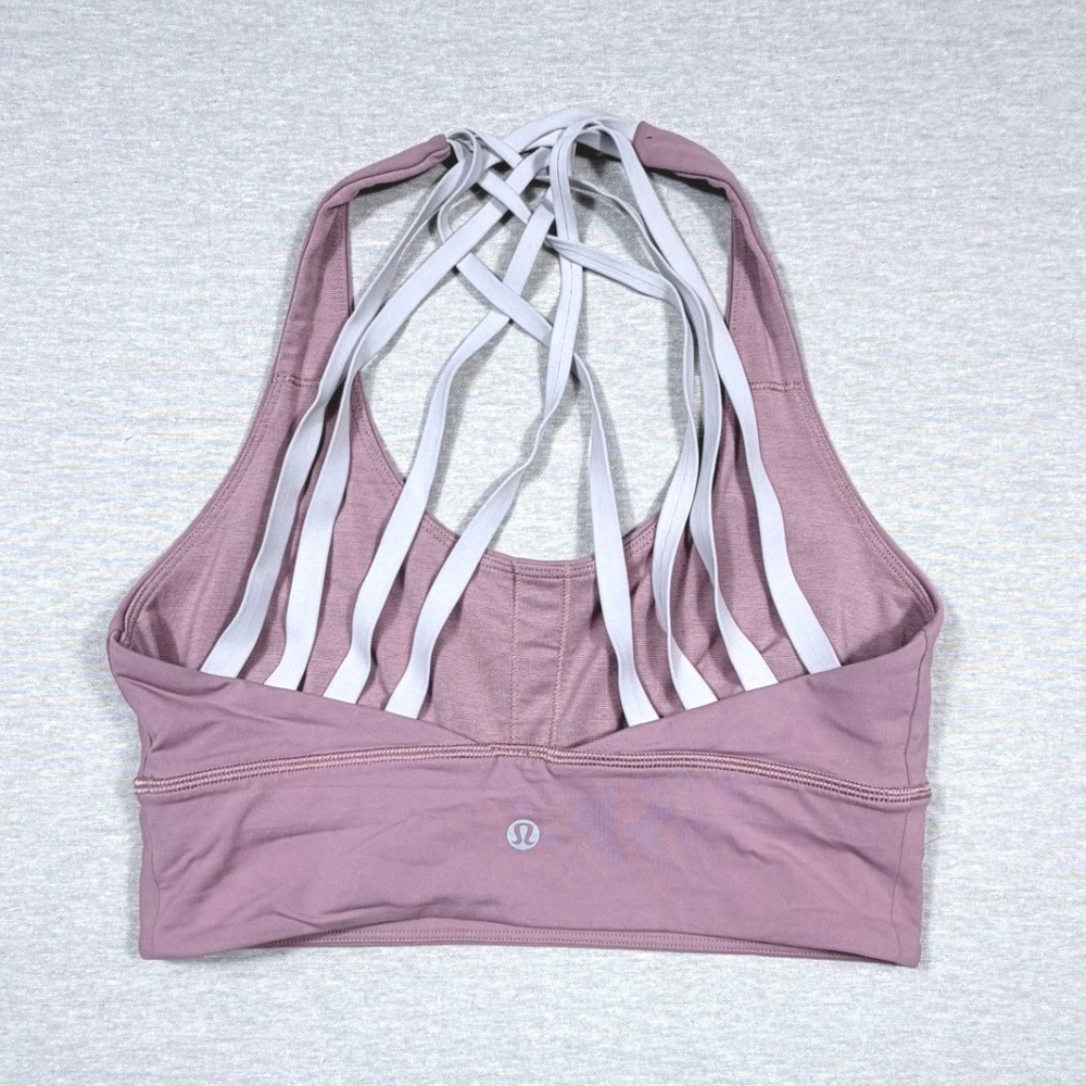 Lululemon Free To Be Wild Strappy Sports Bra Pink Mauve Size 6 Gym Yoga Workout - Picture 2 of 5